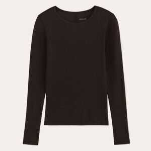 EVERLANE Women's Luxe Rib Long-Sleeve Crew Neck Sweater in Black, Size XL